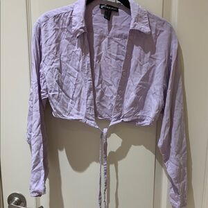 Purple Button-Up Crop Top